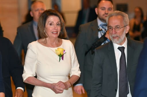 Speaker of the House Nancy Pelosi arrives for a closed-door briefing on Iran at the US Capitol