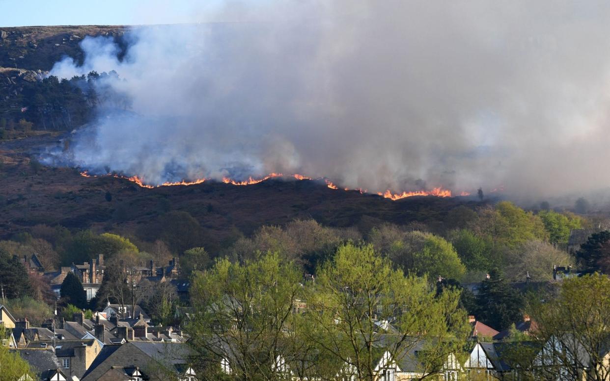 Wildfires on Ilkley Moor in West Yorkshire - REX