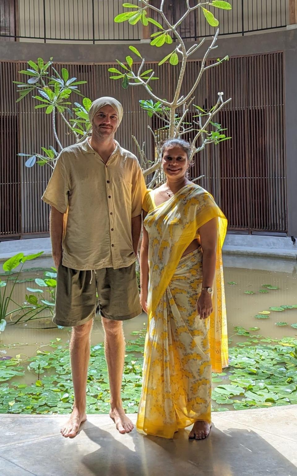 Adam Turner with Dr Udari, an Ayurvedic doctor