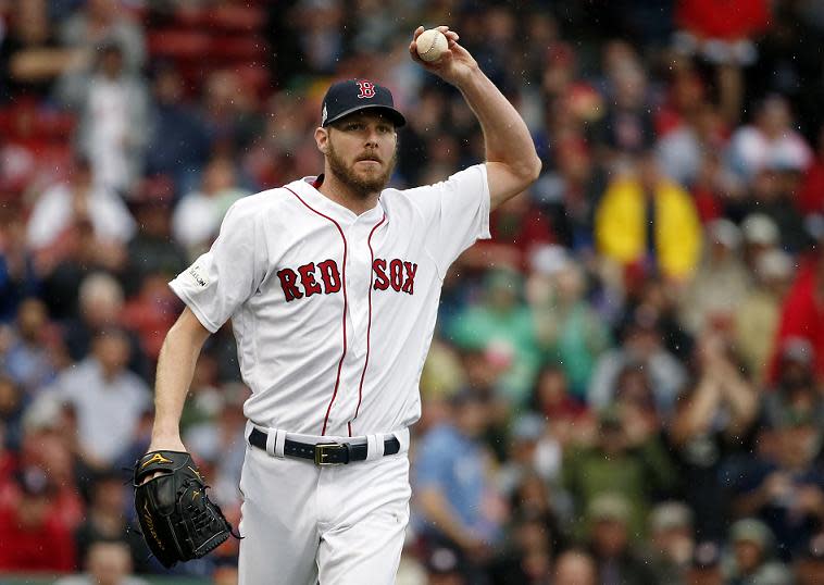 Red Sox left-hander Chris Sale is a great pitcher, but his basketball skills could use some work. (AP)