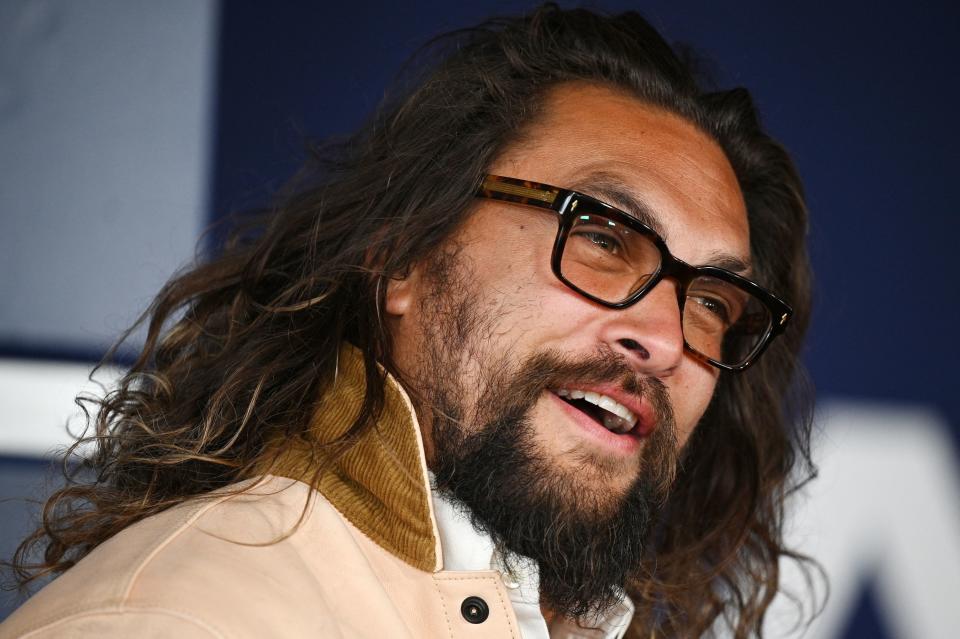 US actor Jason Momoa attends the premiere of "Ambulance" at the Academy Museum of Motion Pictures in Los Angeles, California