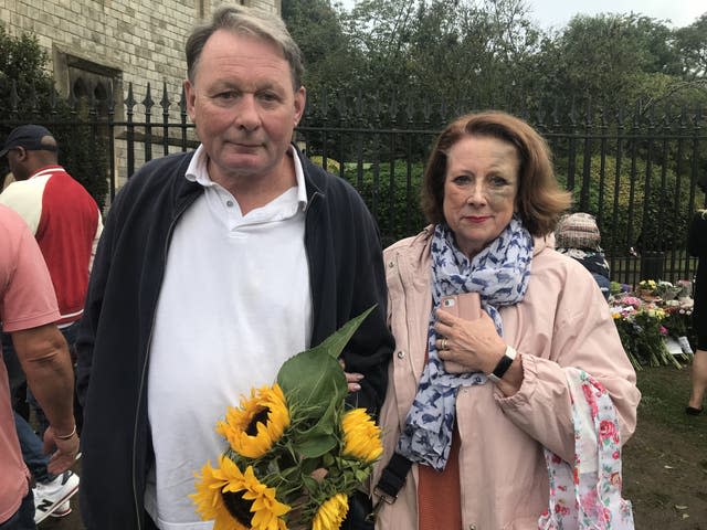 Andrew Falconer and his wife Louise outside Windsor Castle, where they had come to pay their respects