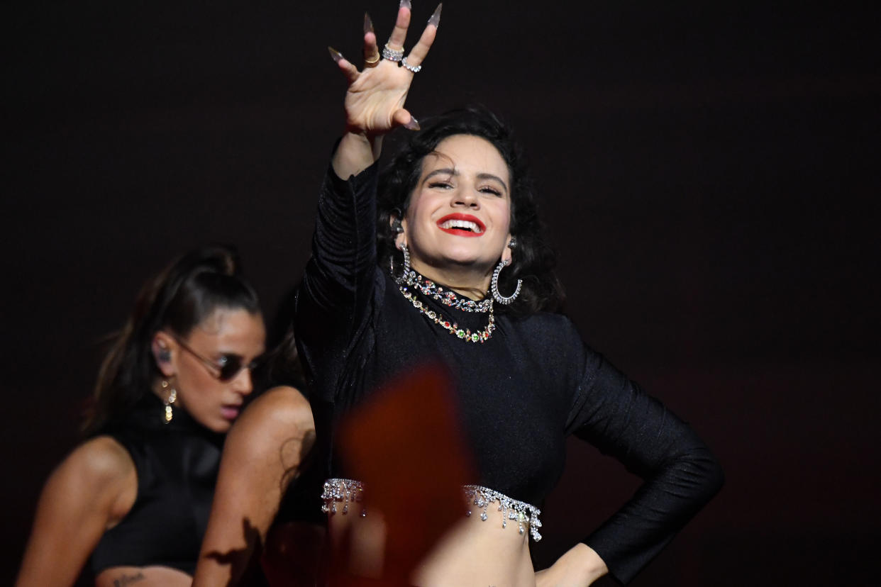 SEVILLE, SPAIN - NOVEMBER 03: Rosalia performs on stage during the MTV EMAs 2019 at FIBES Conference and Exhibition Centre on November 03, 2019 in Seville, Spain. (Photo by Jeff Kravitz/FilmMagic)