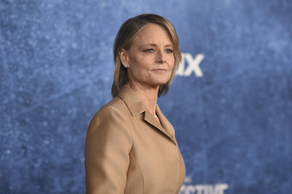 Jodie Foster arrives at the premiere of "True Detective: Night Country" on Tuesday, Jan. 9, 2024, at the Paramount Theater in Los Angeles. (Photo by Richard Shotwell/Invision/AP)