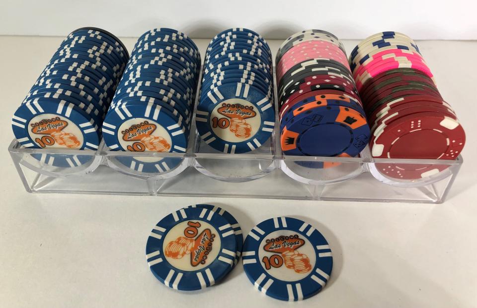 In recent years, Las Vegas poker chips like these have become more colorful.