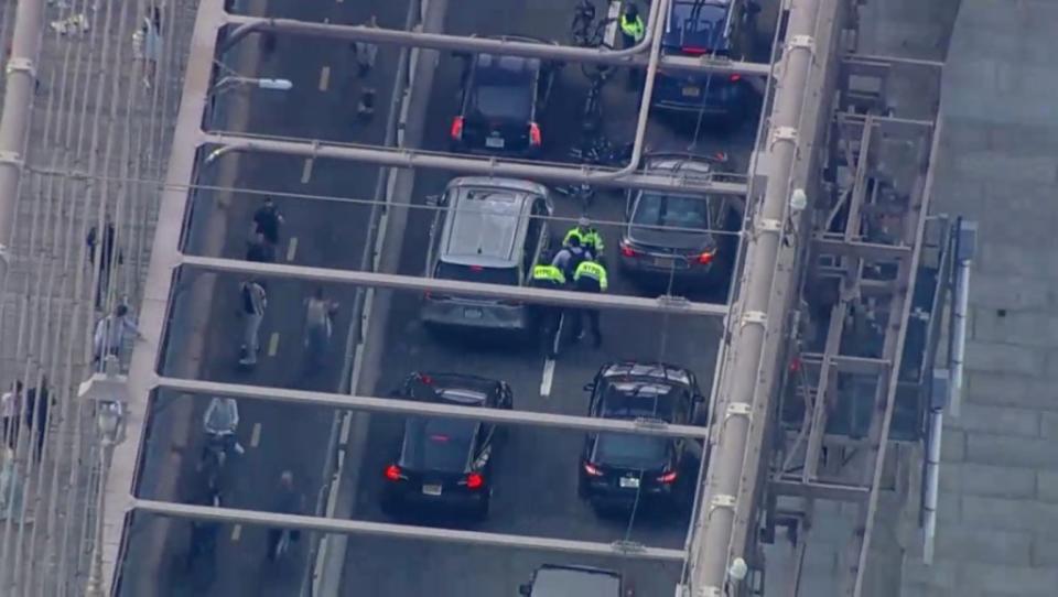 The protesters took to the Manhattan Bridge. CBS