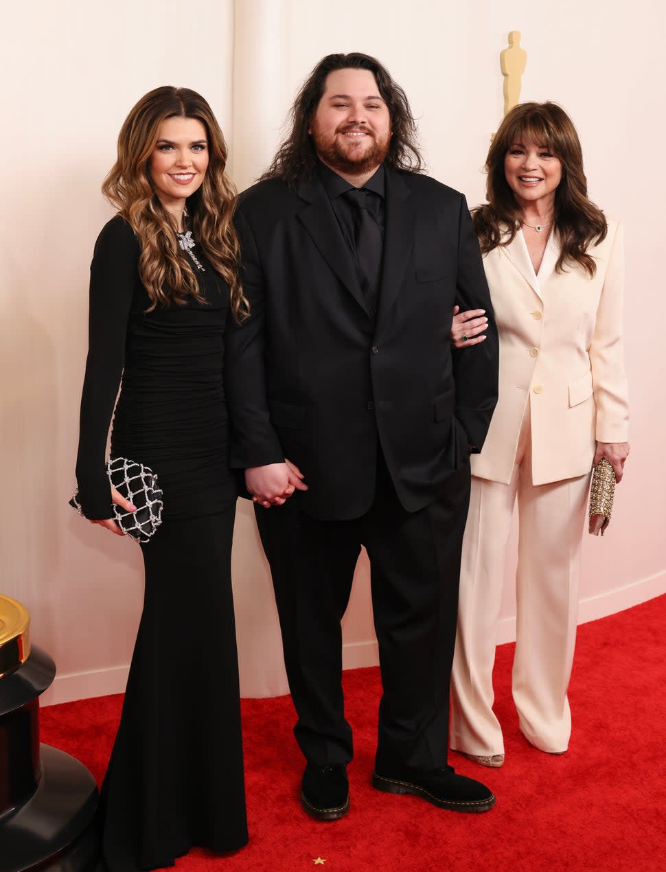 Andraia Allsop, Wolfgang Van Halen and Valerie Bertinelli attend the 96th Annual Academy Awards on March 10, 2024 in Hollywood, California.
