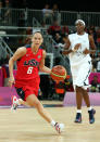 LONDON, ENGLAND - JULY 30: Sue Bird #6 of United States drives the ball past Luisa Tomas #11 of Angola during the Women's Basketball Preliminary Round match on Day 3 at Basketball Arena on July 30, 2012 in London, England. (Photo by Christian Petersen/Getty Images)