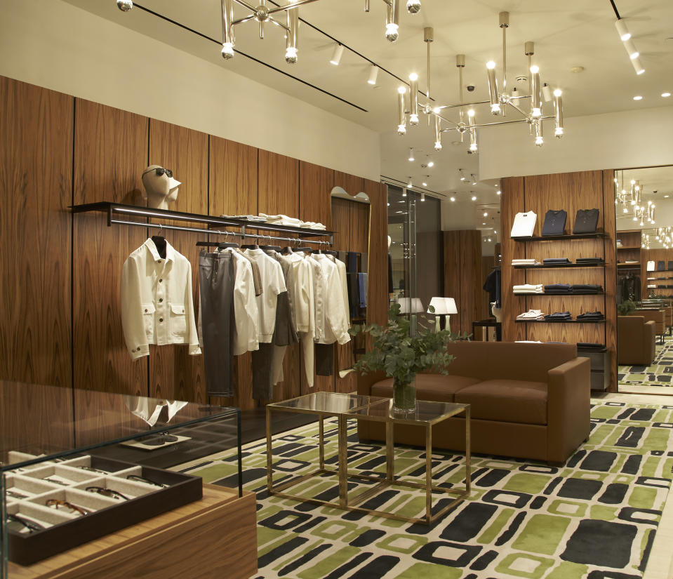 Brioni's flagship store in Milan featuring design carpets.