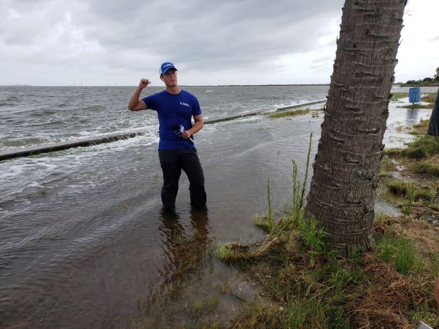 David Yeomans provides live weather coverage of Hurricane Laura in 2020.