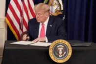 U.S. President Donald Trump holds a news conference at his golf resort in Bedminster