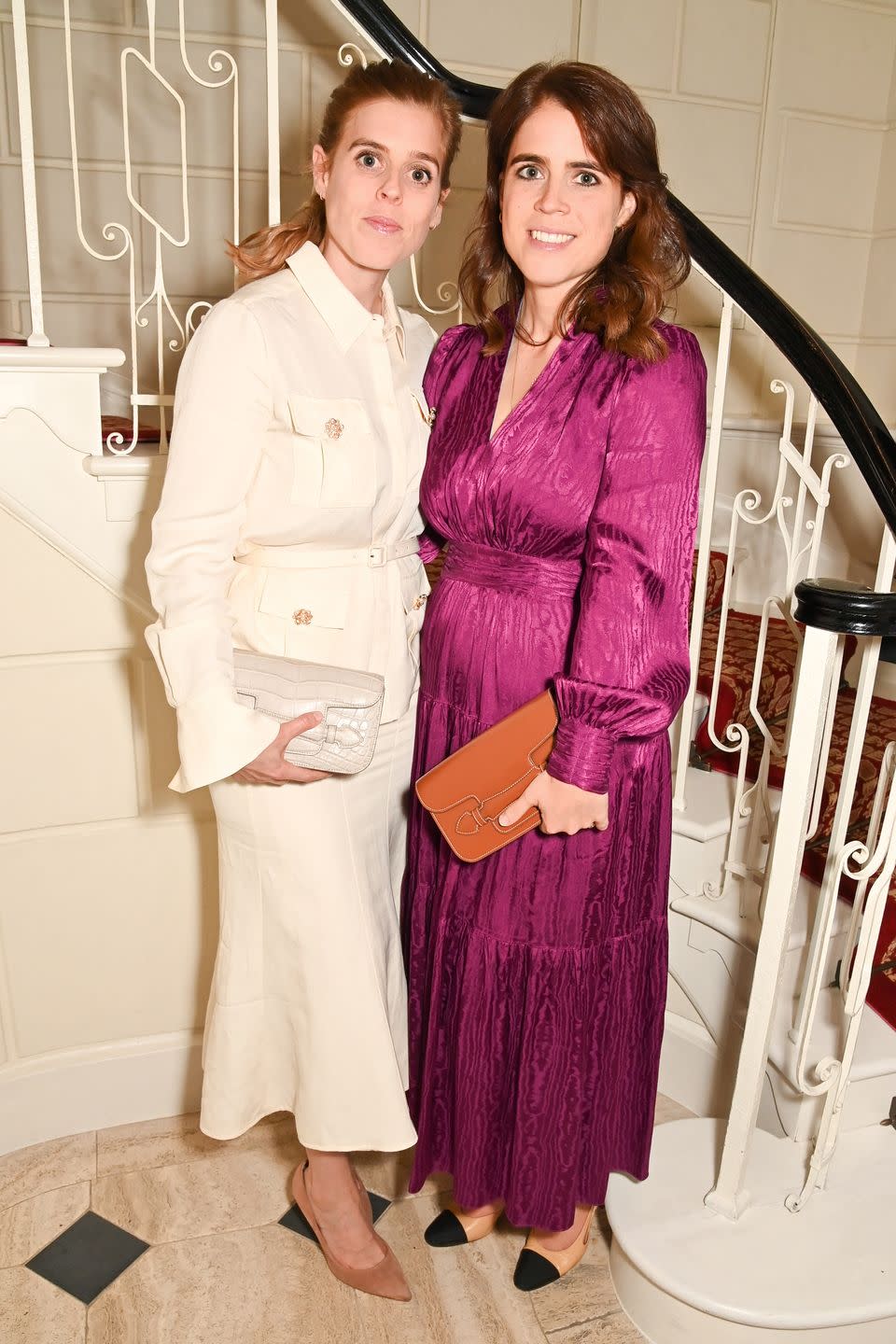 london, england may 20 princess beatrice of york and princess eugenie of york attend the aerin x mark cross new collaboration private dinner on may 20, 2024 in london, england photo by dave benettgetty images for aerin