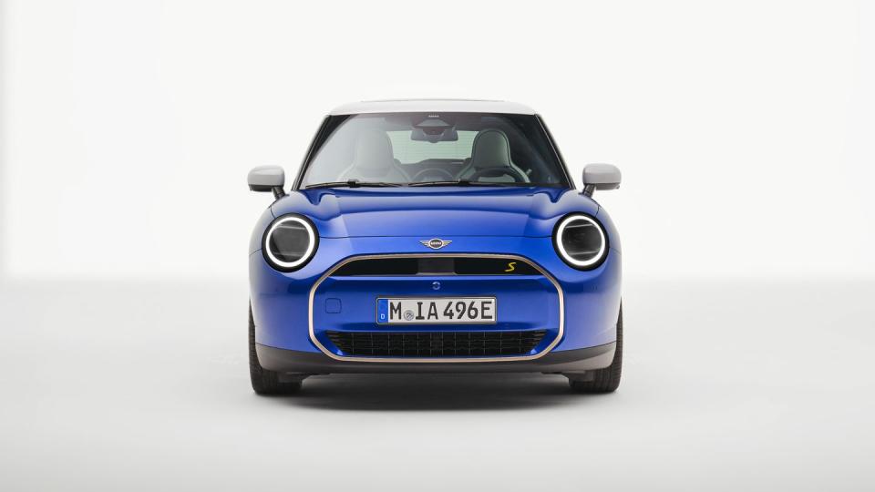 2025 mini cooper electric lineup in ocean blue with white interior