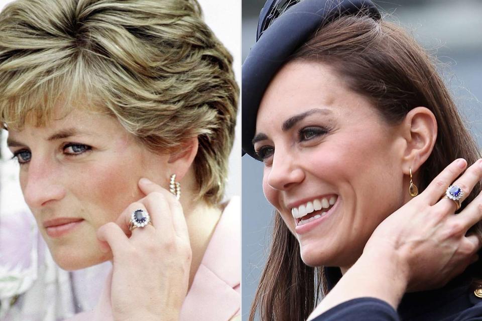 Tim Graham Photo Library via Getty Images; Chris Jackson/Getty Images Kate Middleton and Princess Diana wearing the same engagement ring