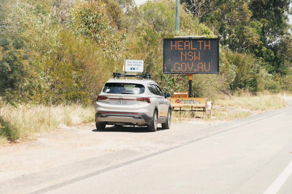 Mobile speed camera at Mona Vale Road, NSW, Australia. 