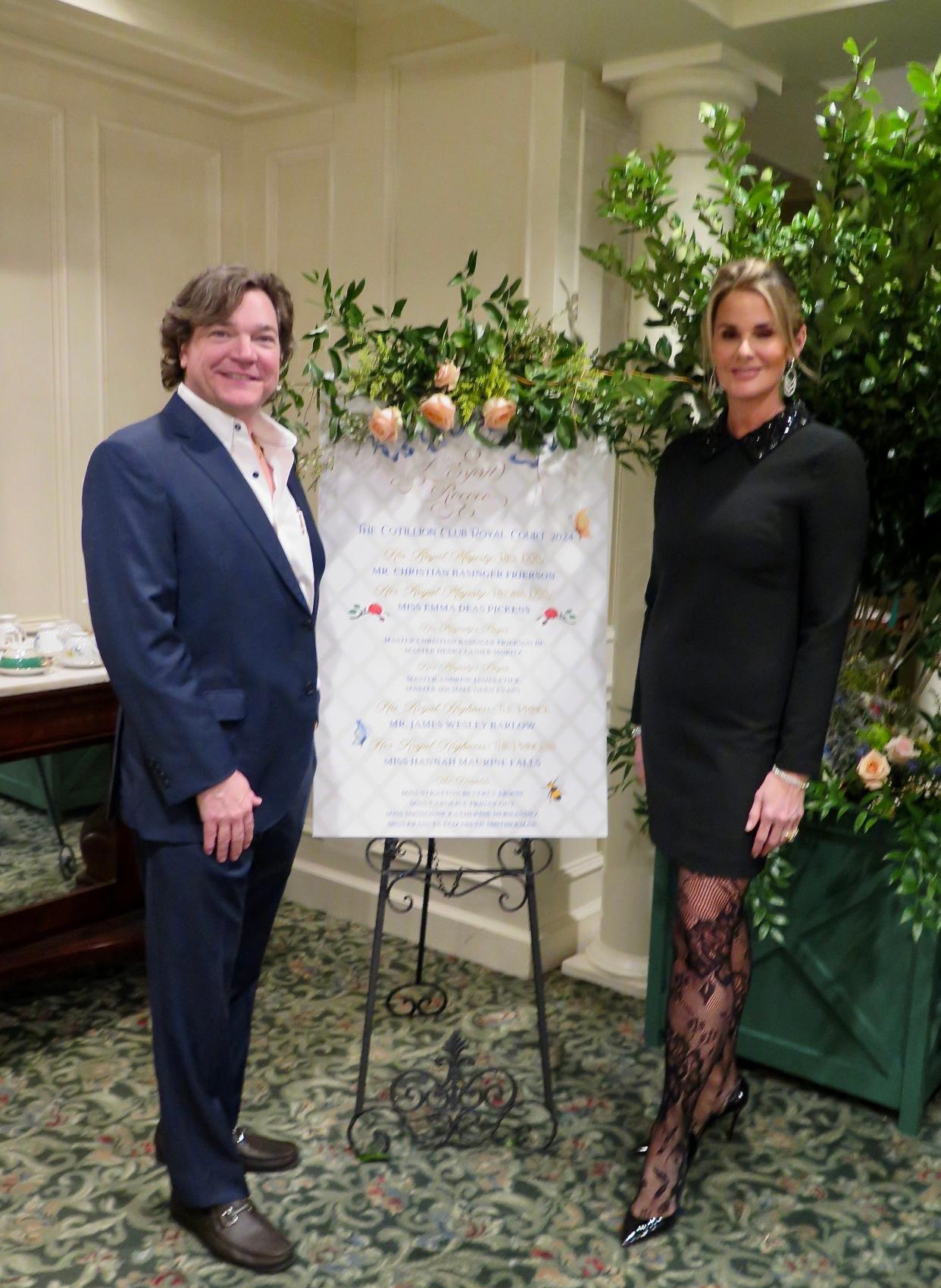 Jim and Kathy Barlow, parents of Cotillion Prince James Wesley Barlow, and Rebecca and Keith Woods, parents of Cotillion Princess Hannah Maurine Fells.at the Cotillion Club President's Announcement Party at the Shreveport Club January 26, 2024.