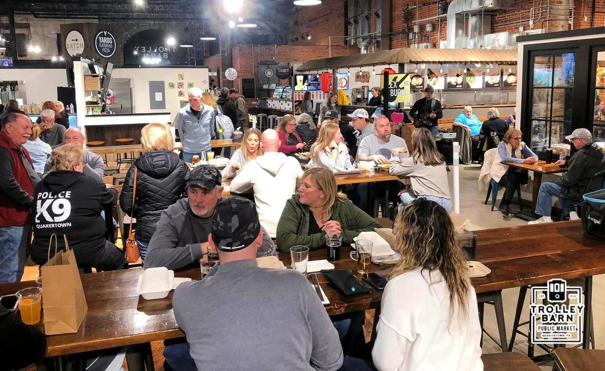 The Trolley Barn Public Market, in Quakertown, features a wide range of food and beverage vendors inside an indoor marketplace.