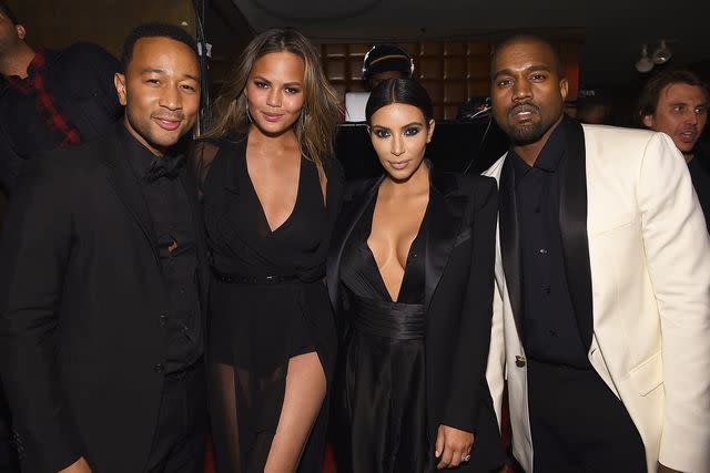 <p>Dimitrios Kambouris/Getty</p> John Legend, Chrissy Teigen, Kim Kardashian and Kanye West attend John Legend Celebrates His Birthday And The 10th Anniversary Of His Debut Album "Get Lifted" on January 8, 2015 in New York City.