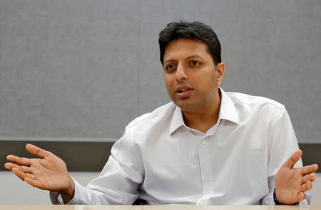 Amit Agarwal, Amazon's India Country Head and Global Senior Vice President, speaks during an interview with Reuters inside his office in Bengaluru, India, April 20, 2018. REUTERS/Abhishek N. Chinnappa