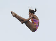 Mexico's 15-year-old Alejandra Orozco Loza dives during the Women's Platform Preliminary round of the AT&T USA Grand Prix Diving at the Fort Lauderdale Aquatics Complex on May 5, 2011 in Fort Lauderdale, Florida. (Joel Auerbach/Getty Images)