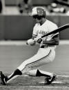 June 30, 1989: Jays' Junior Felix displays some fancy footwork during a turn at bat against the Red Sox in the SkyDome. (Photo by Rick Eglinton/Toronto Star via Getty Images)