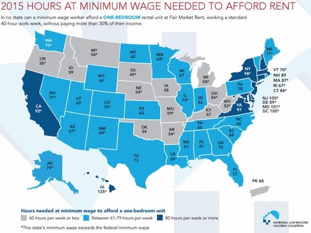 rent one bedroom by state