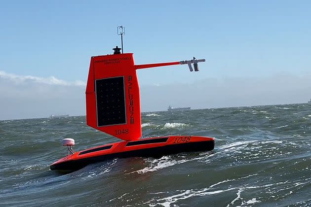 A Saildrone Explorer is seen undergoing tests in the San Francisco Bay in this undated photo. (Photo: Saildrone Inc.)