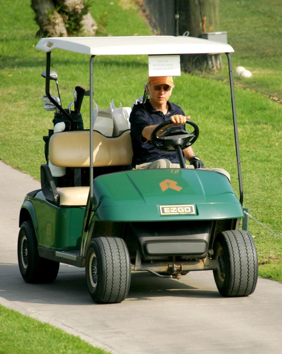 <p>Larry David heads toward the fairway during Golf Digest Celebrity Invitational in 2005.</p>