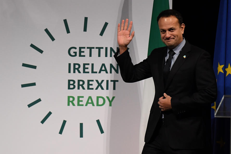 Irish prime minister Leo Varadkar at an October Brexit preparedness event. Pic: Reuters