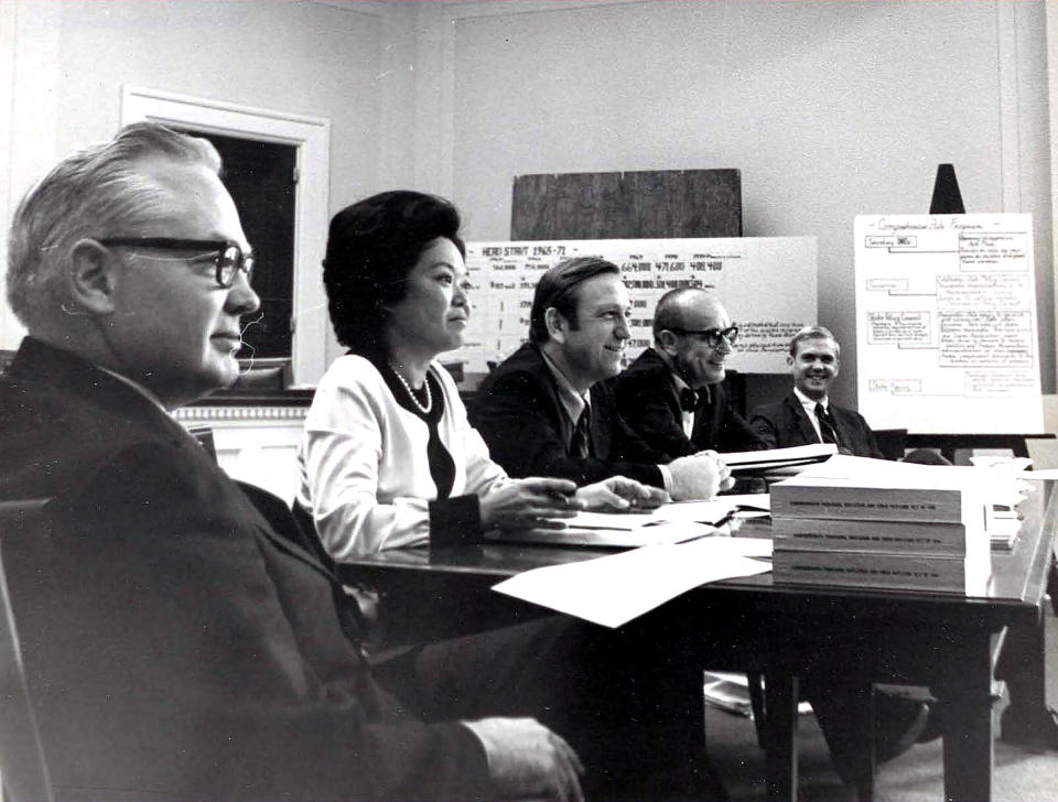 Patsy Takemoto Mink attending a subcommittee hearing/markup around 1971-1972.<span class="copyright">Courtesy Gwendolyn Mink/Patsy Takemoto Mink papers, Library of Congress.</span>