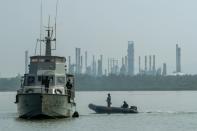 Indonesian navy conduct a patrol off the waters of Nusa Kambangan, home to a high-security prison where Indonesia is ready to carry out executions, on July 28, 2016