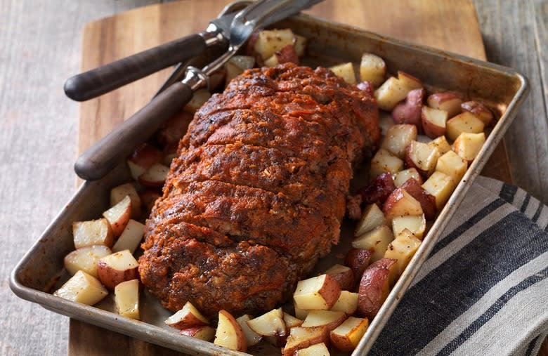 Easy Sheet Pan Meatloaf and Potatoes