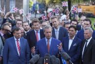 Nigel Farage, the leader of the United Kingdom Independence Party (UKIP), makes a statement after Britain voted to leave on the European Union in London, Britain, June 24, 2016. REUTERS/Toby Melville