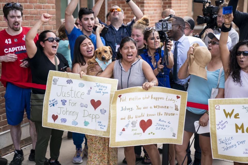 Johnny Depp fans rally outside a courthouse