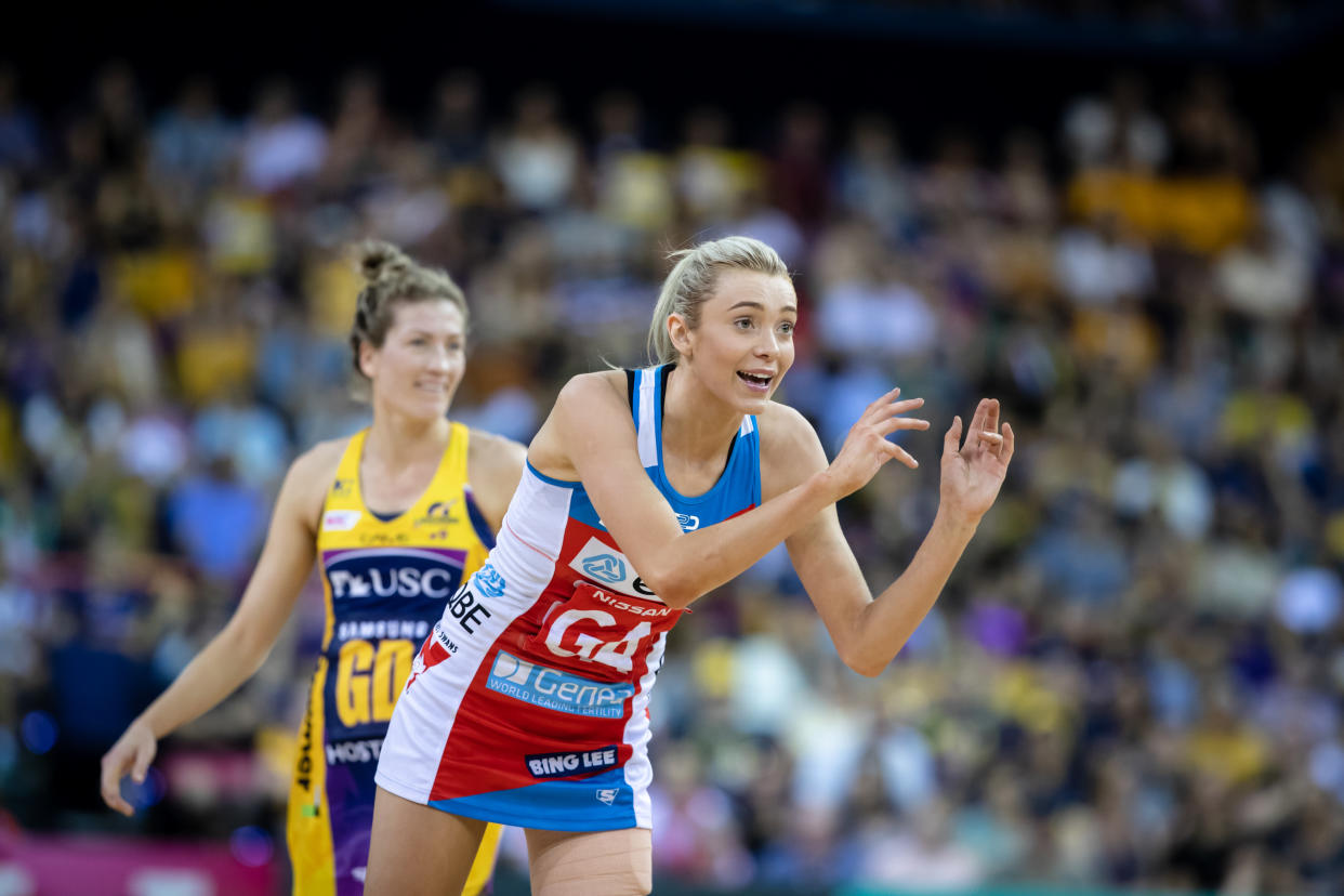 Helen Housby in action for NSW Swifts Photo: Narelle Spangher, Netball NSW