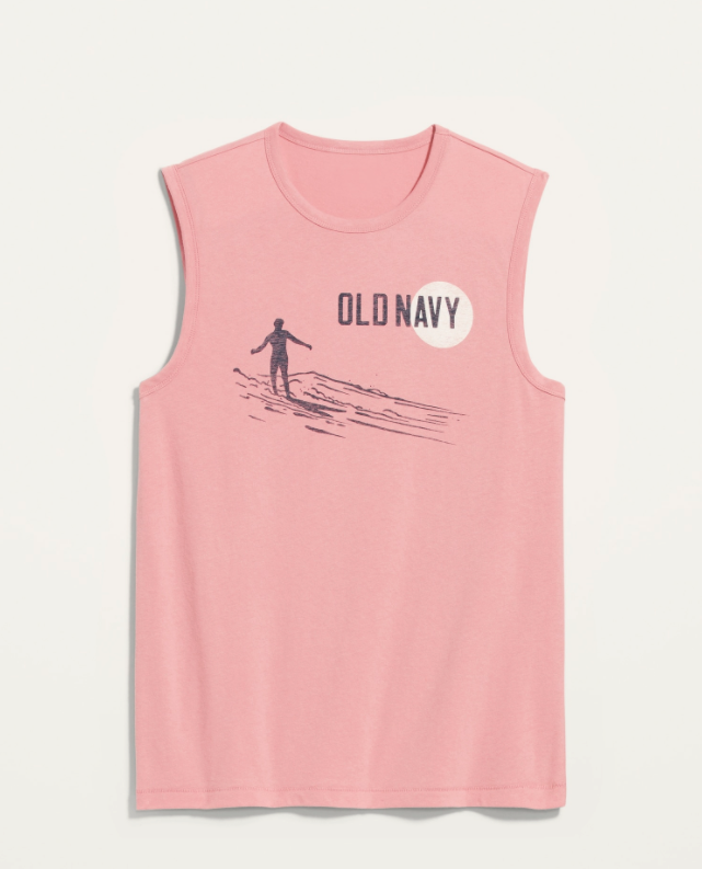 Logo-Graphic Sleeveless Muscle Tee. Image via Old Navy.