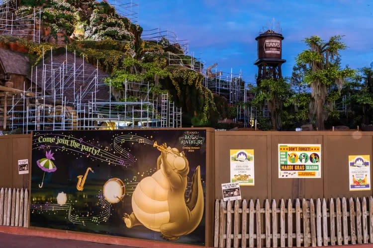 A new mural reveals the opening season for Tiana’s Bayou Adventure at Walt Disney World Magic Kingdom Park in Lake Buena Vista, Fla. The new attraction opens this summer and will take guests on a musical adventure inspired by the beloved story and characters from the fan-favorite film “The Princess and the Frog.” (Olga Thompson, Photographer)