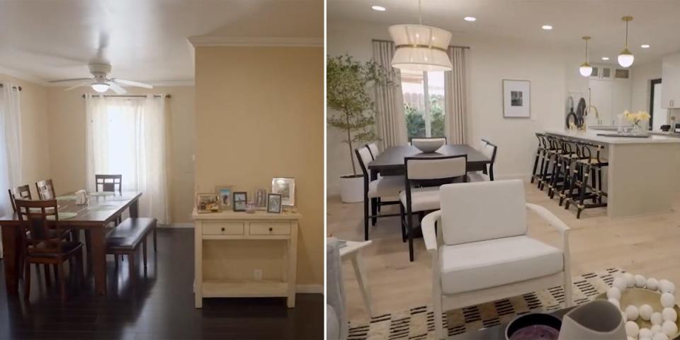 A before-and-after of a home renovation on "Celebrity IOU."