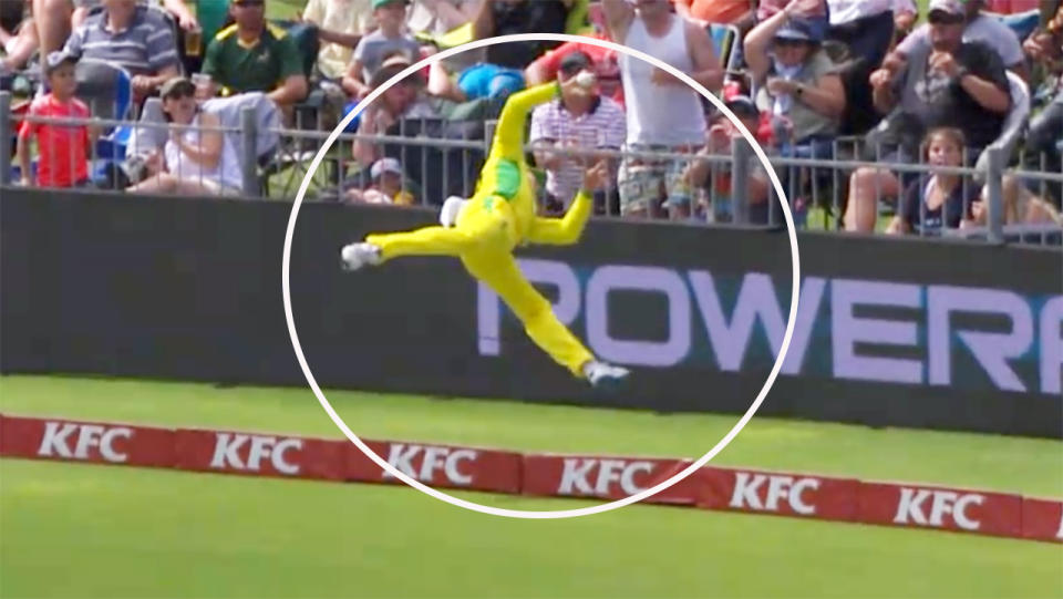 Steve Smith, pictured here saving six with this insane effort against South Africa.