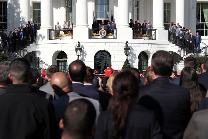 U.S. President Trump welcomes the 2019 World Series champion Washington Nationals at the White House in Washington