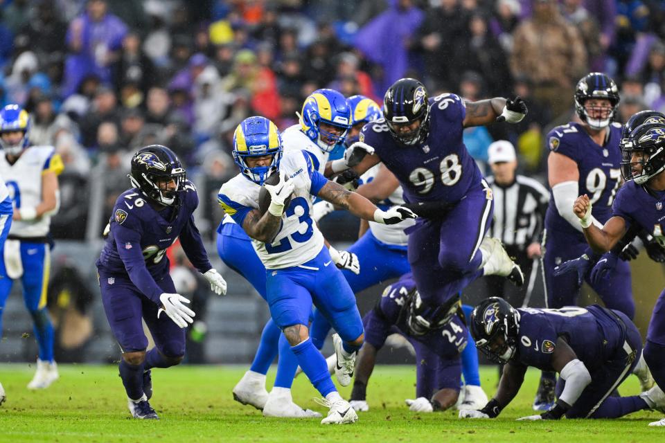 Rams running back Kyren Williams chalked up his fourth 100-yard rushing game of the season in Week 14 at Baltimore.