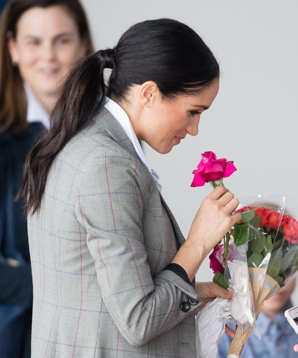 Meghan Markle, Duchess of Sussex, wore her hair in a ponytail on a royal tour engagement in Australia.