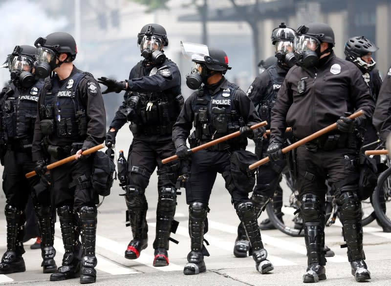 FILE PHOTO: Seattle Police during a protest against the death in Minneapolis police custody of George Floyd, in Seattle