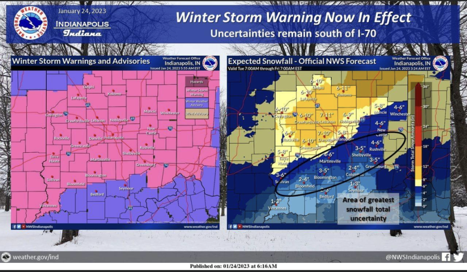 National Weather Service Indianapolis Jan. 2, 2023 posting.