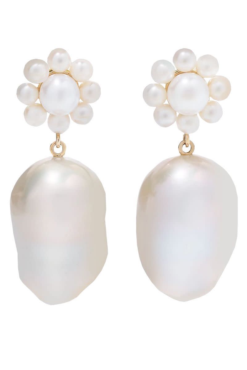 Margherita Venus 14-Karat Gold Pearl Earrings