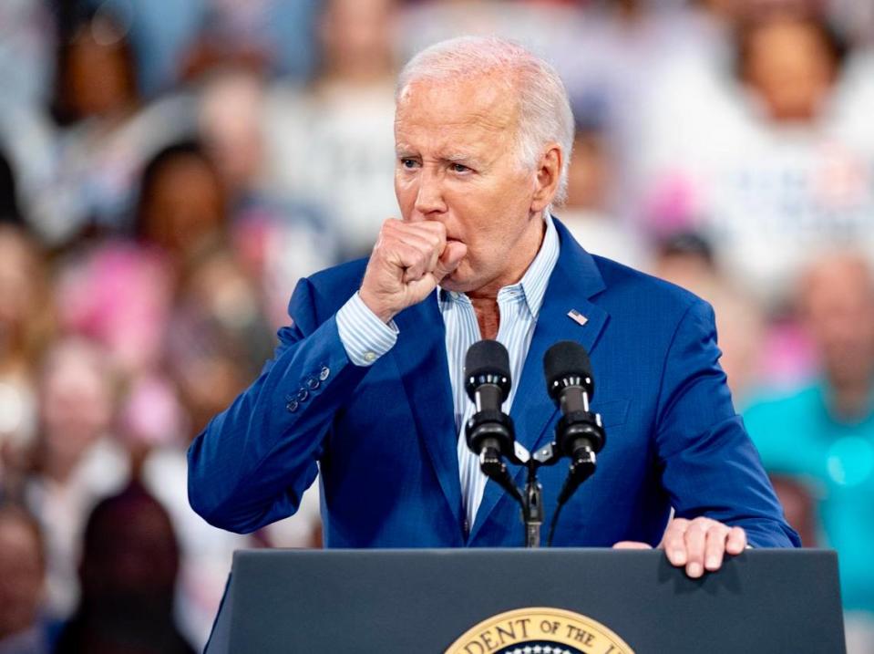 President Joe Biden speaks during a campaign event at the Jim Graham building at the North Carolina State Fairgrounds in Raleigh on Friday June 28, 2024. Biden debated former President Trump in Atlanta Georgia the previous night.