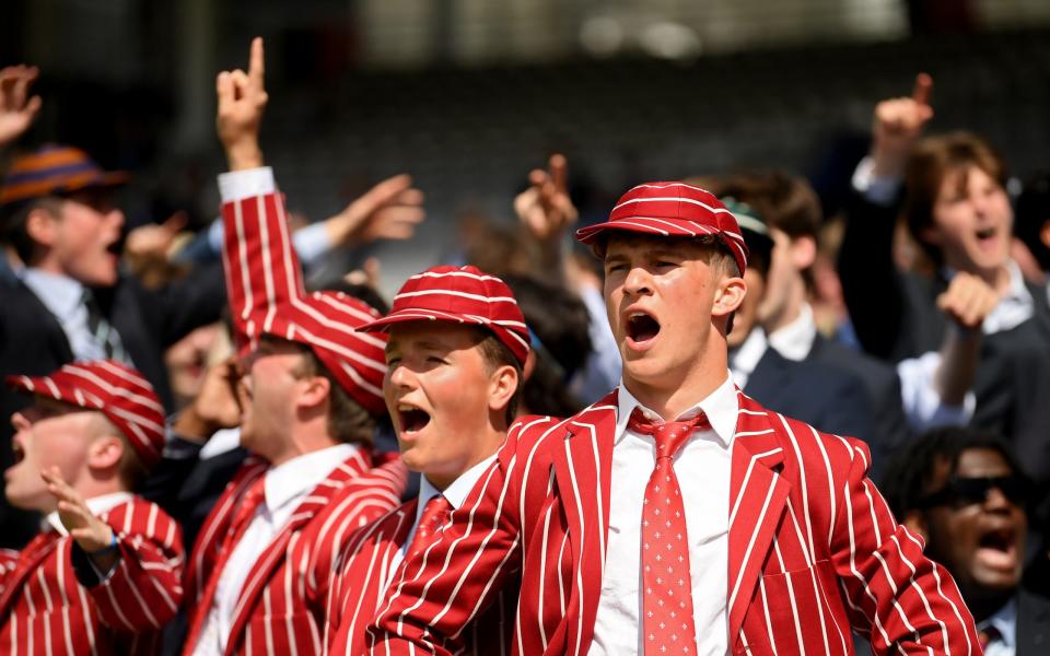 Pupils watch on during the Eton v Harrow Cricket Match at Lord's Cricket Ground on June 28, 2022 in London, England. - GETTY IMAGES