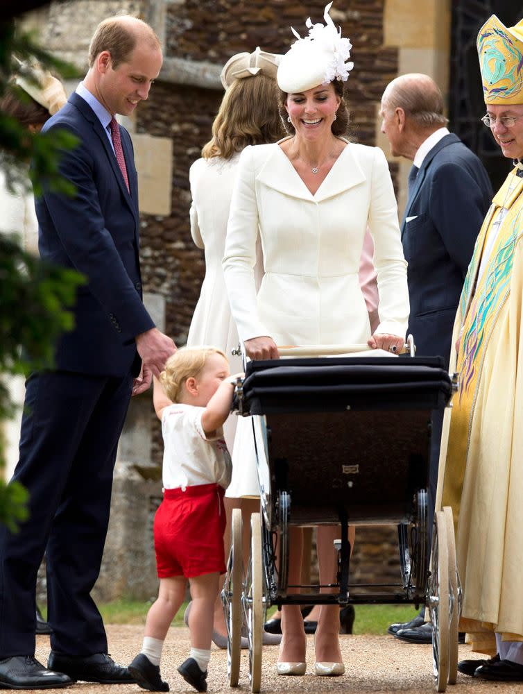 Prince William, Kate Middleton, Prince George and Princess Charlotte at Charlotte's christening