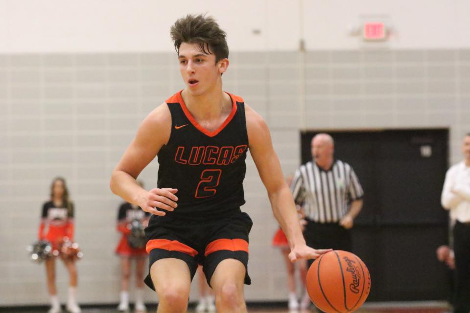 Lucas' Logan Toms scored a game-high 23 points in the CUbs' 59-48 win over Crestview on Tuesday night.