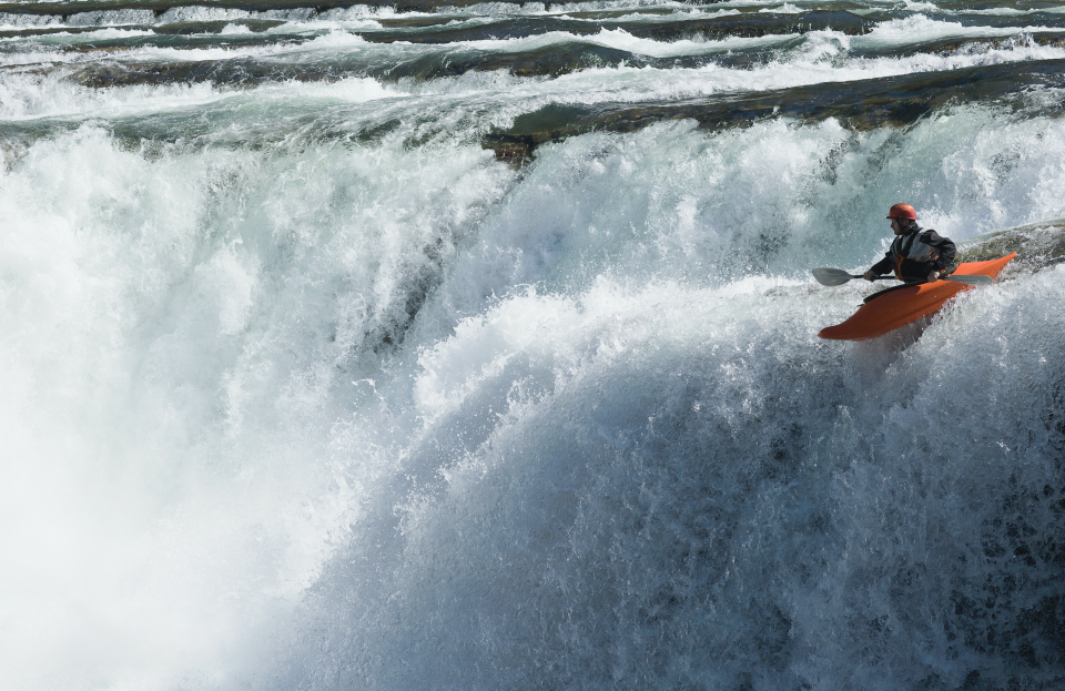 Kayaking off a cliff. (Getty Images)